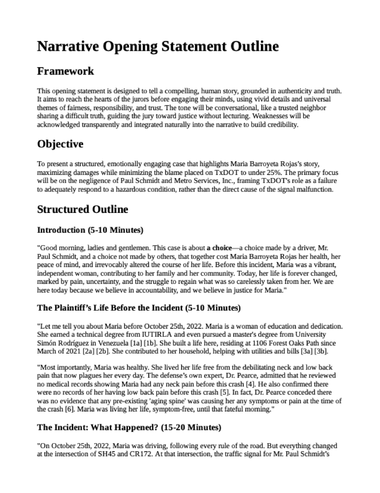 Sample preview: Opening statement framework