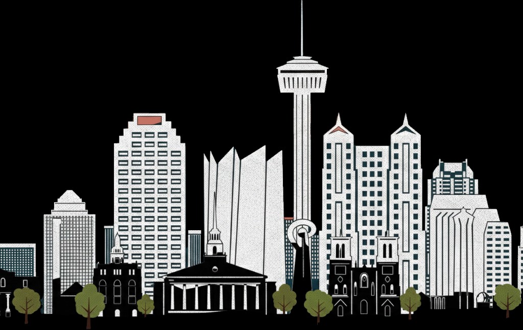 Stylized illustration of the San Antonio skyline